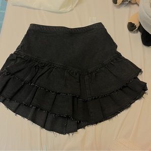 Hollister tiered denim mini skirt black